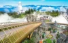 Ba Na Hills Full Day Tour from Da Nang featuring Golden Bridge, cable car ride, French Village, Fantasy Park, and mountain views, Vietnam travel experience.