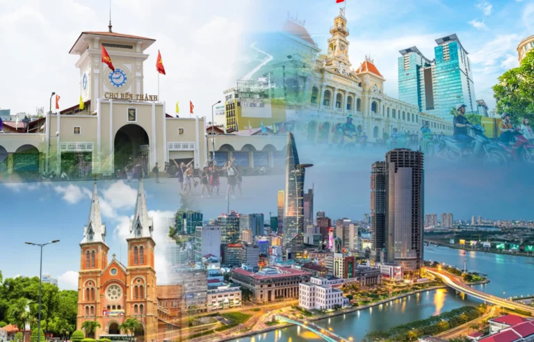 Ho Chi Minh City full day tour featuring Independence Palace, War Remnants Museum, Notre Dame Cathedral, Central Post Office, Jade Emperor Pagoda, Chinatown, and city landmarks, Vietnam travel.