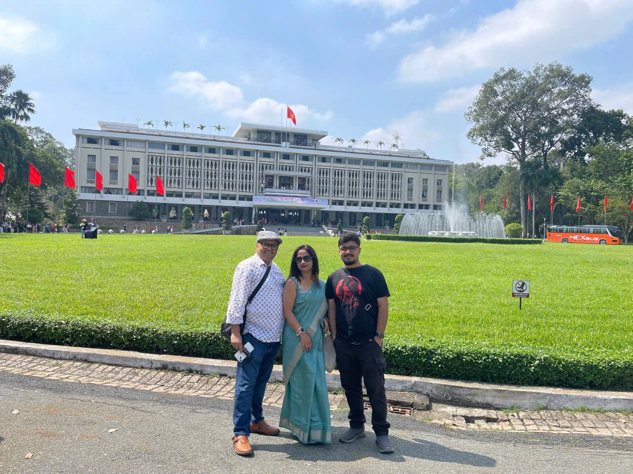 Indian tourists visiting Reunification Palace during a private Vietnam tour in Ho Chi Minh City