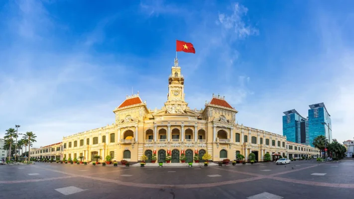 Saigon City Hall in Ho Chi Minh City, a historic landmark featured in Vietnam travel in Ho Chi Minh City for first-time visitors