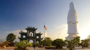 Son Tra Peninsula in Da Nang with lush green mountains, winding coastal roads, and panoramic views of the city and sea