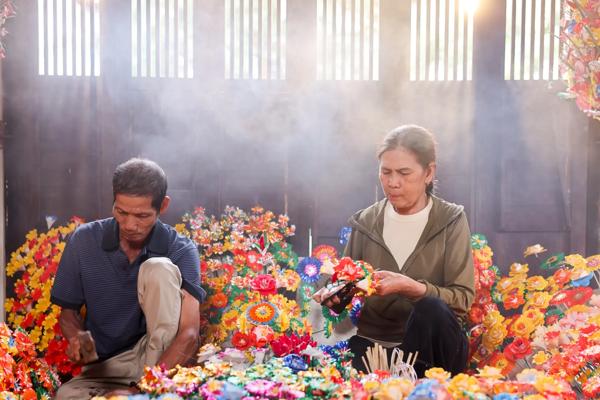 Traditional craft villages in Hue with handmade incense and paper flower production