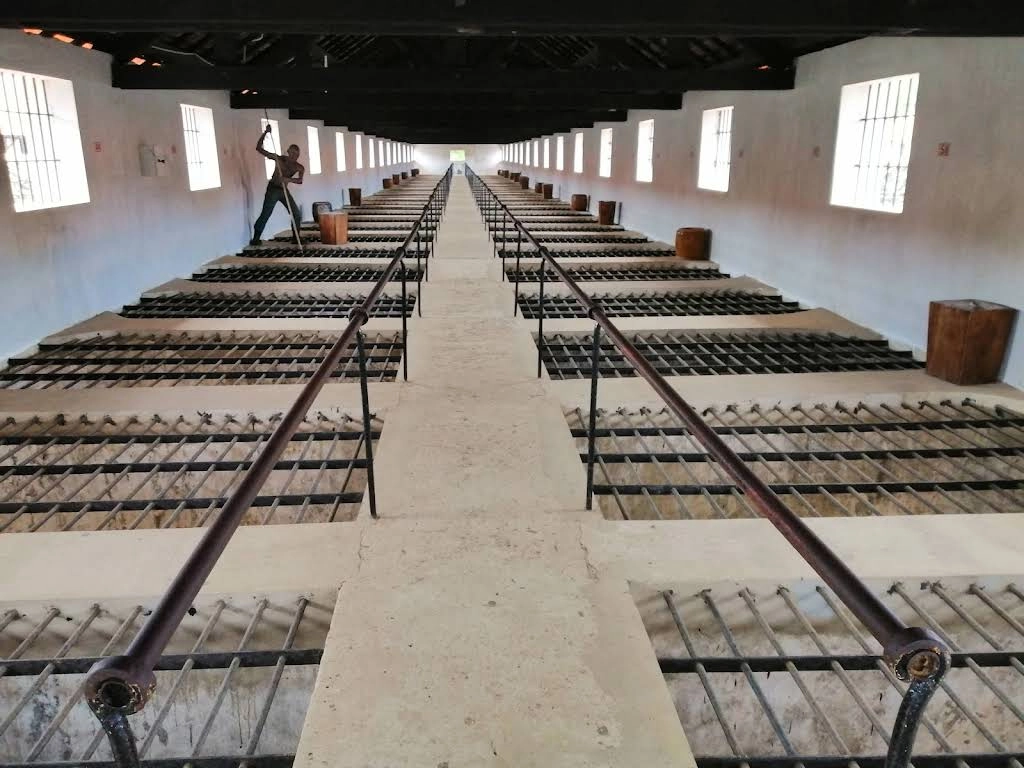 Interior of historic prison cells at Con Dao Prison, a former colonial detention facility.