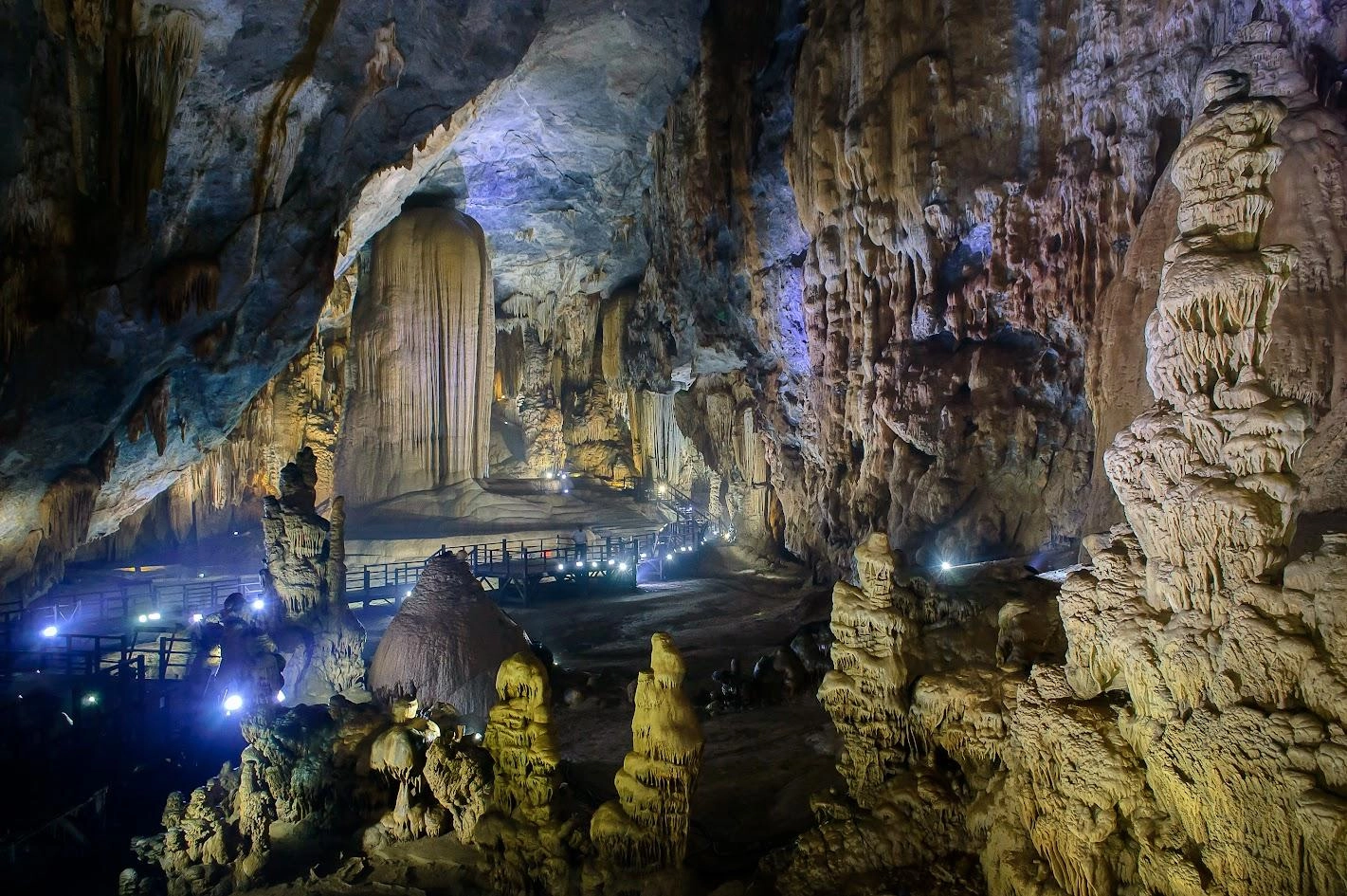 Phong Nha Cave stalactites and underground river formations in Quang Binh Vietnam